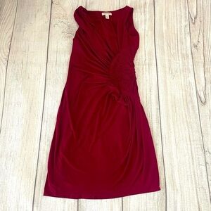 BOSTON PROPER Women’s Sleeveless Fitted Gathered Burgundy Dress Size 4